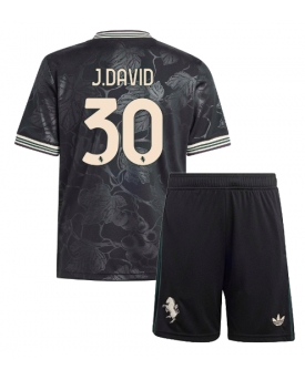 Billige Fotballdrakt Juventus Jonathan David #30 Replika Tredjedraktsett Barn 2025-26 Kortermet (med bukser)